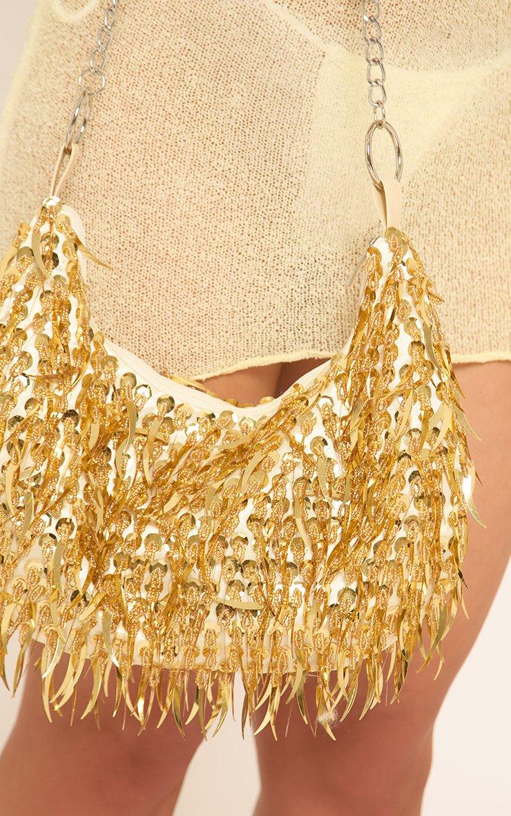 Adeline Tassel Detail Shoulder Bag In Gold