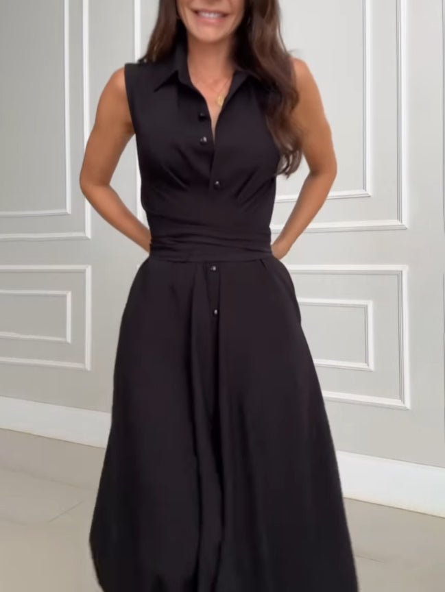 Einzigartiges einreihiges Midikleid im Hemdstil mit Krawatte